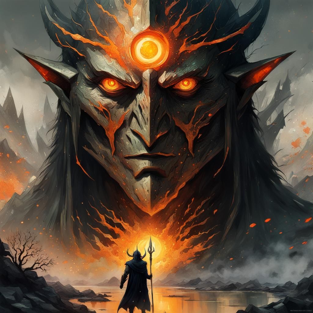 Anime Sauron Portrait in Watercolor Style