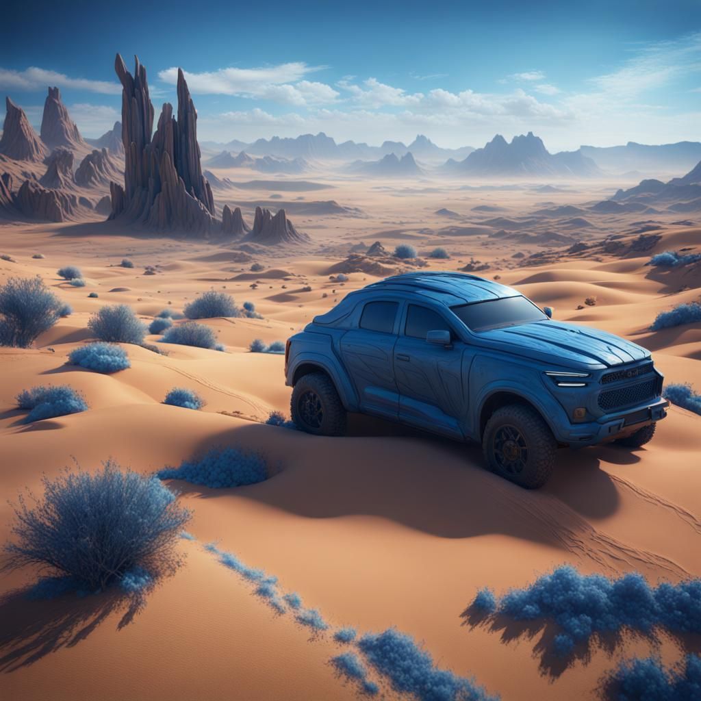 Fantastical Blue Desert Matte Painting