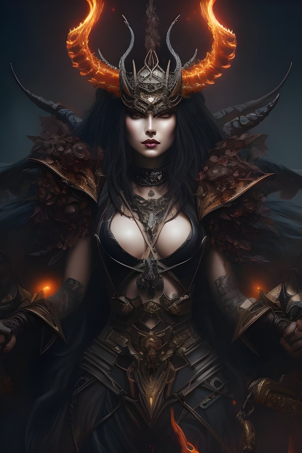 Demonic Queen of Hell in Nordic Armor