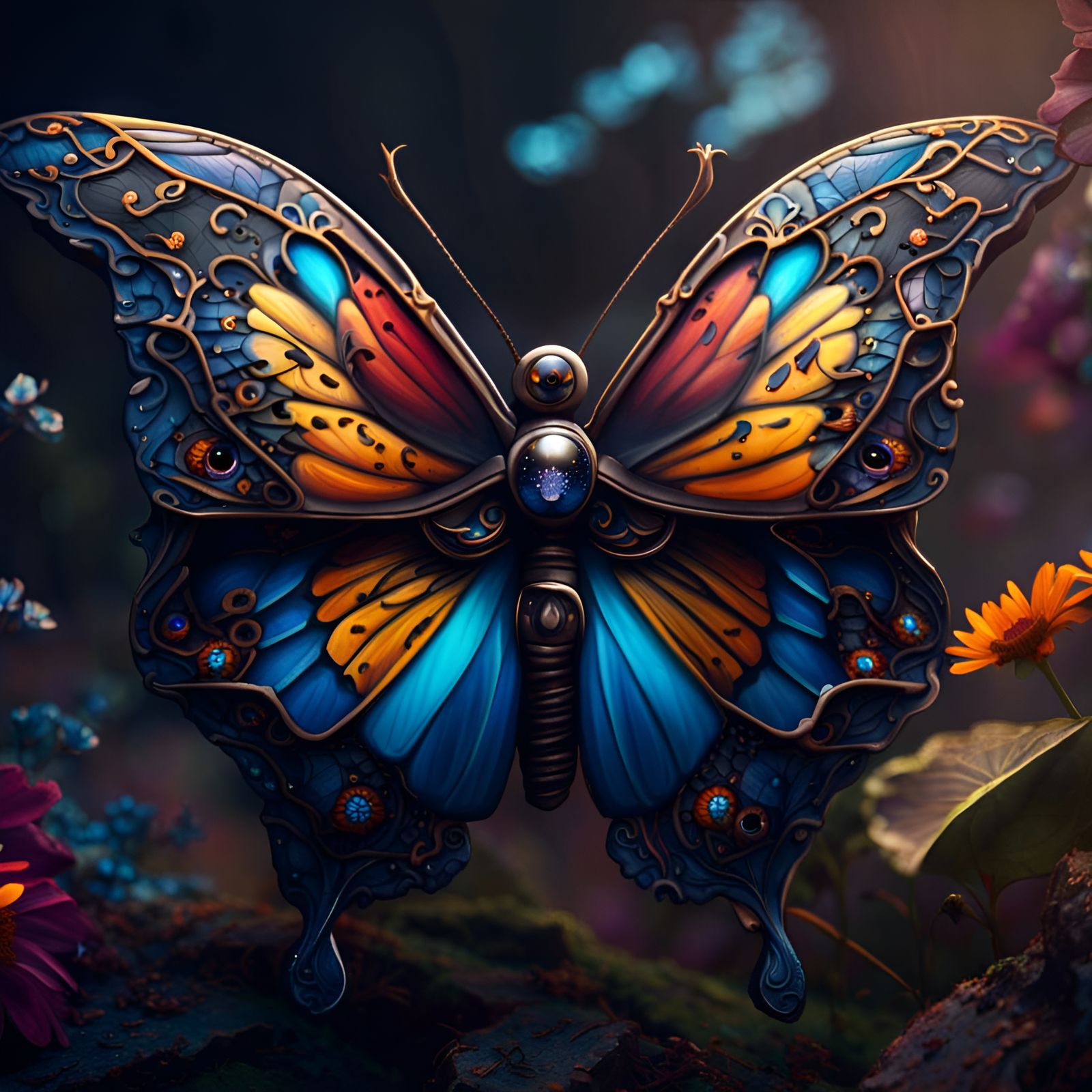 Butterfly with Wing-Eye Sunglasses: Fantasy Concept Art