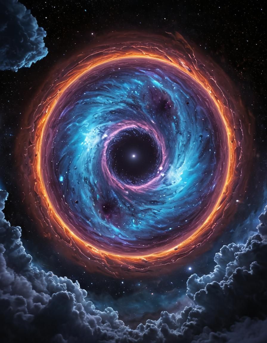 Cosmic Black Hole: A Surreal, Hyperrealistic Landscape