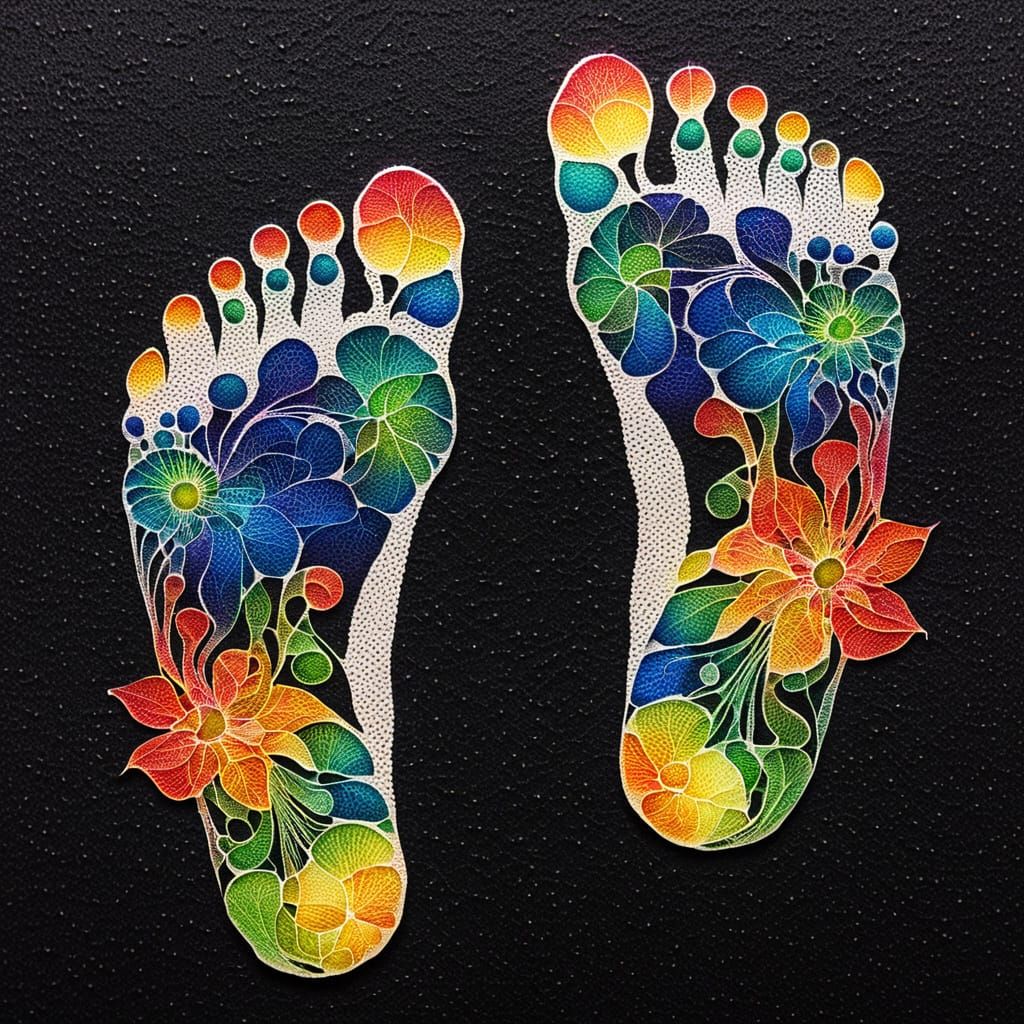 Organic Floral Fractal in Pyrographic Pointillist Style