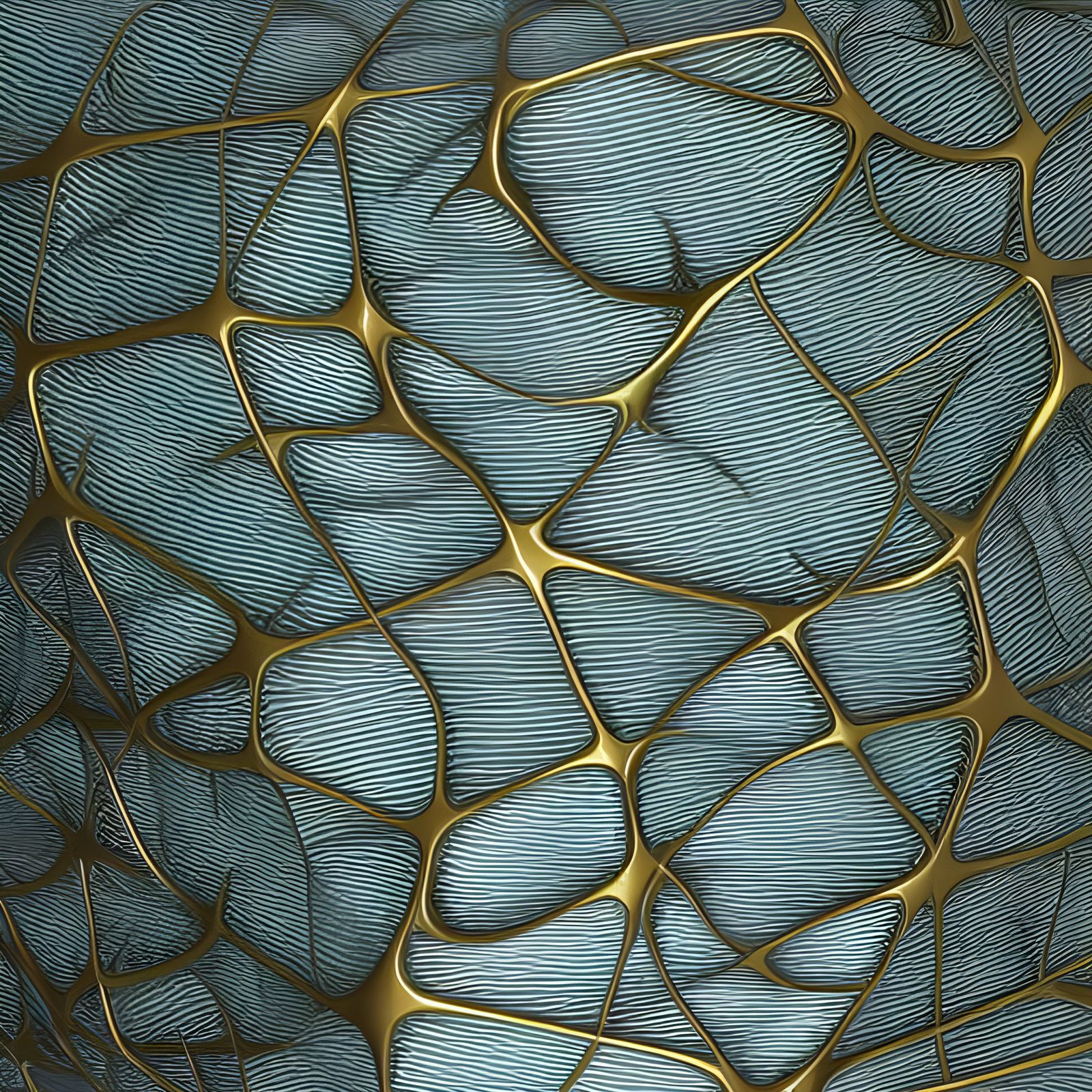 Abstract 3D Mathematical Objects in Gold and Teal