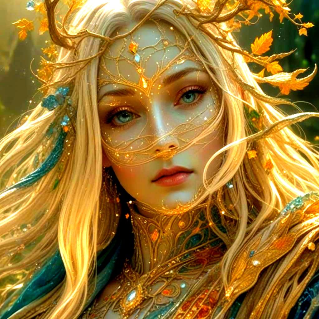 Ethereal Goddess in Whimsical Moonlit Realm