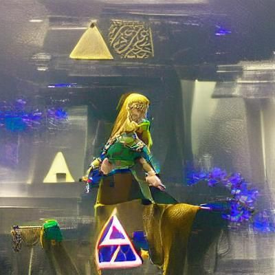 Stylized Zelda Character in Fantasy Landscape
