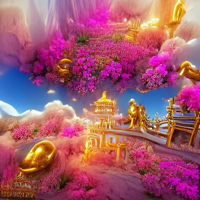 Golden Paradise Garden of Lovers in Heaven