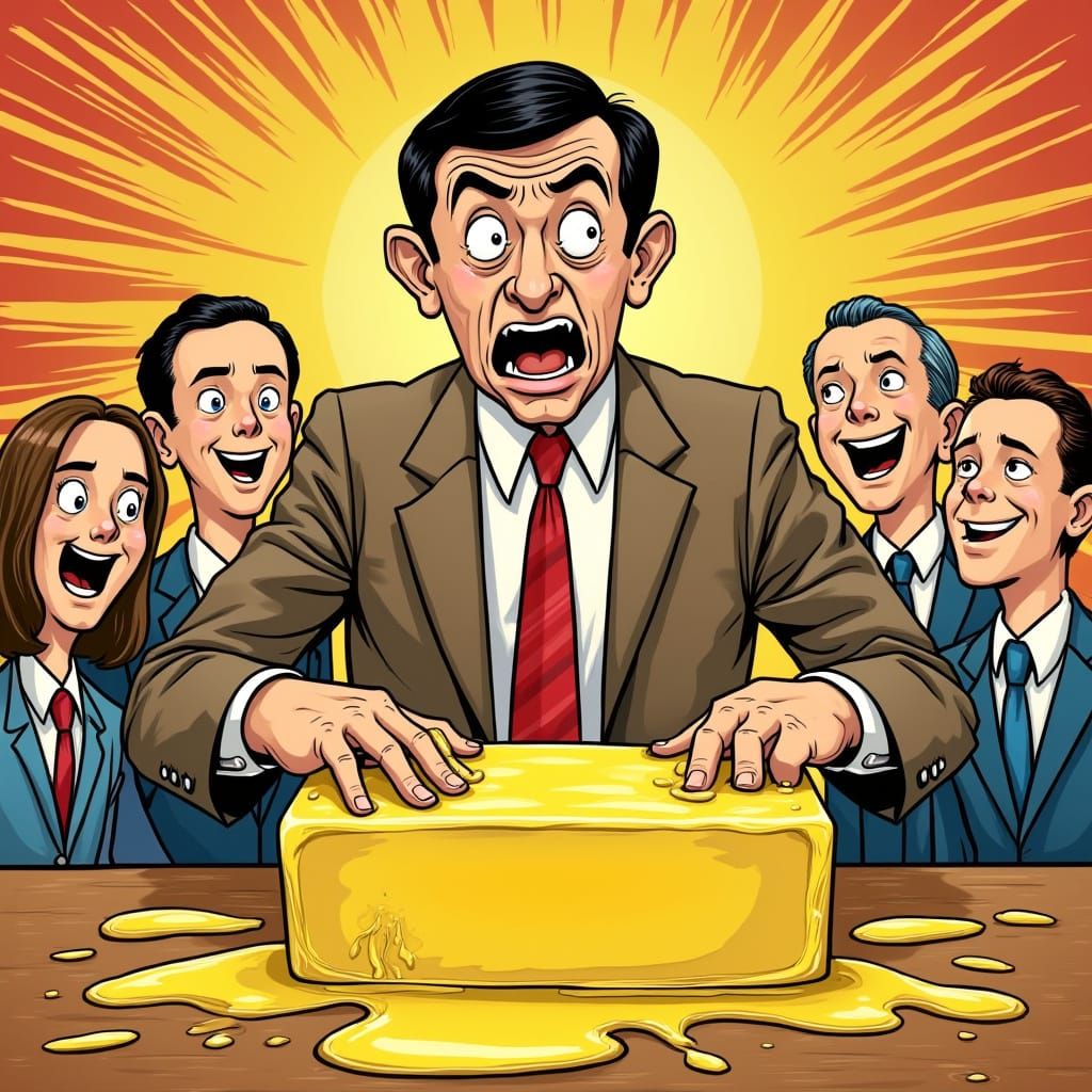 Mr. Bean with Golden Butter in Pop Art Style