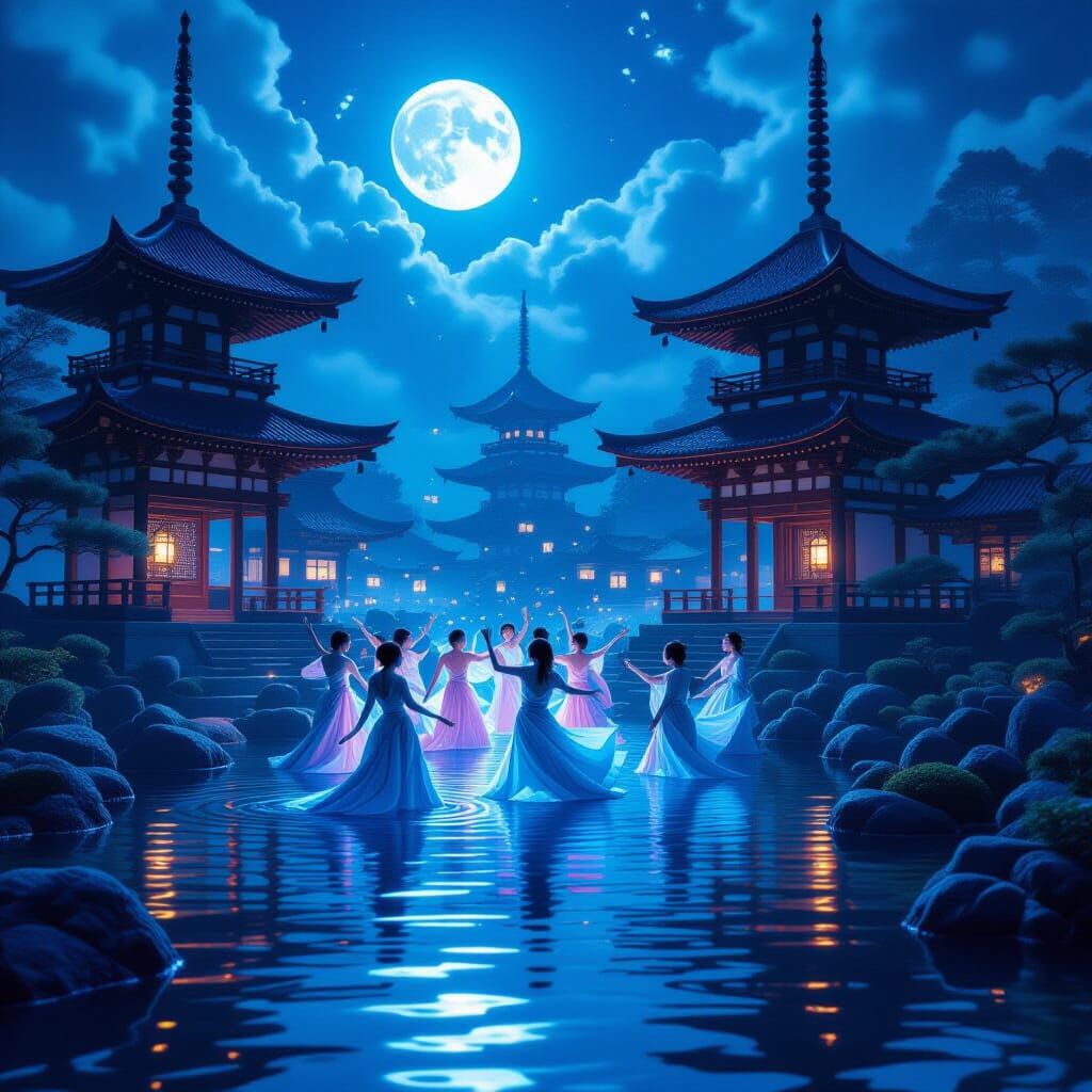 Bioluminescent Marine Life Dance Party in Underwater Edo Jap...