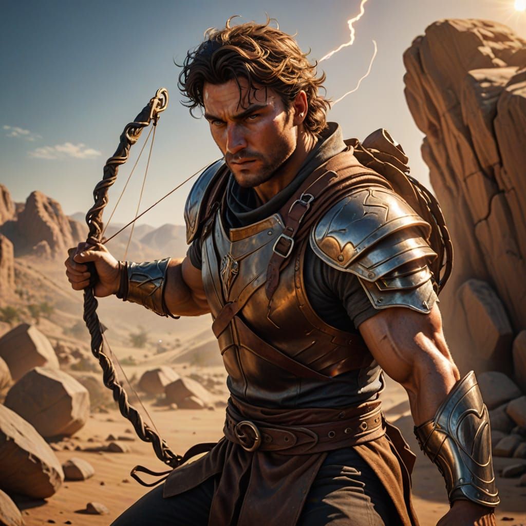 Young Shepherd Unleashes Fury in Desert Landscape