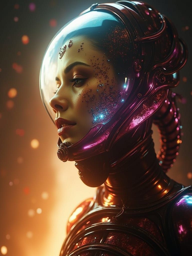 Hyperrealistic Sci-Fi Alien Queen in Ruby Hues