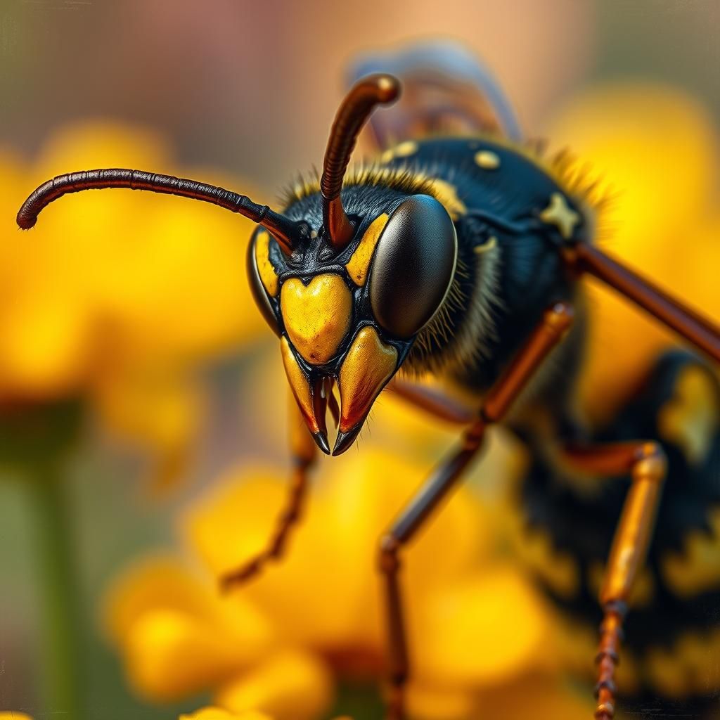 Realistic Hornet with Impressionistic Summer Background