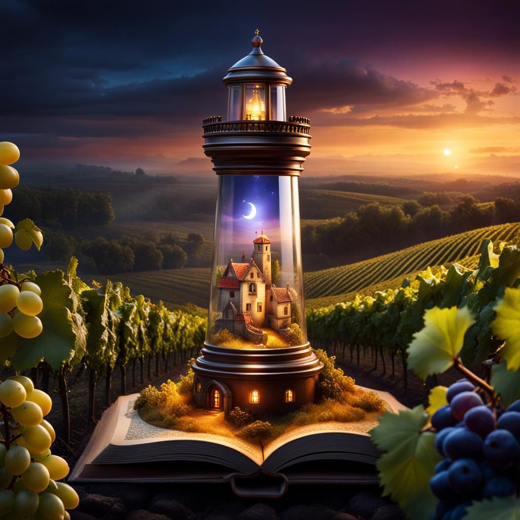 Magical Medieval Lighthouse Pop-Up Book in Amber Light