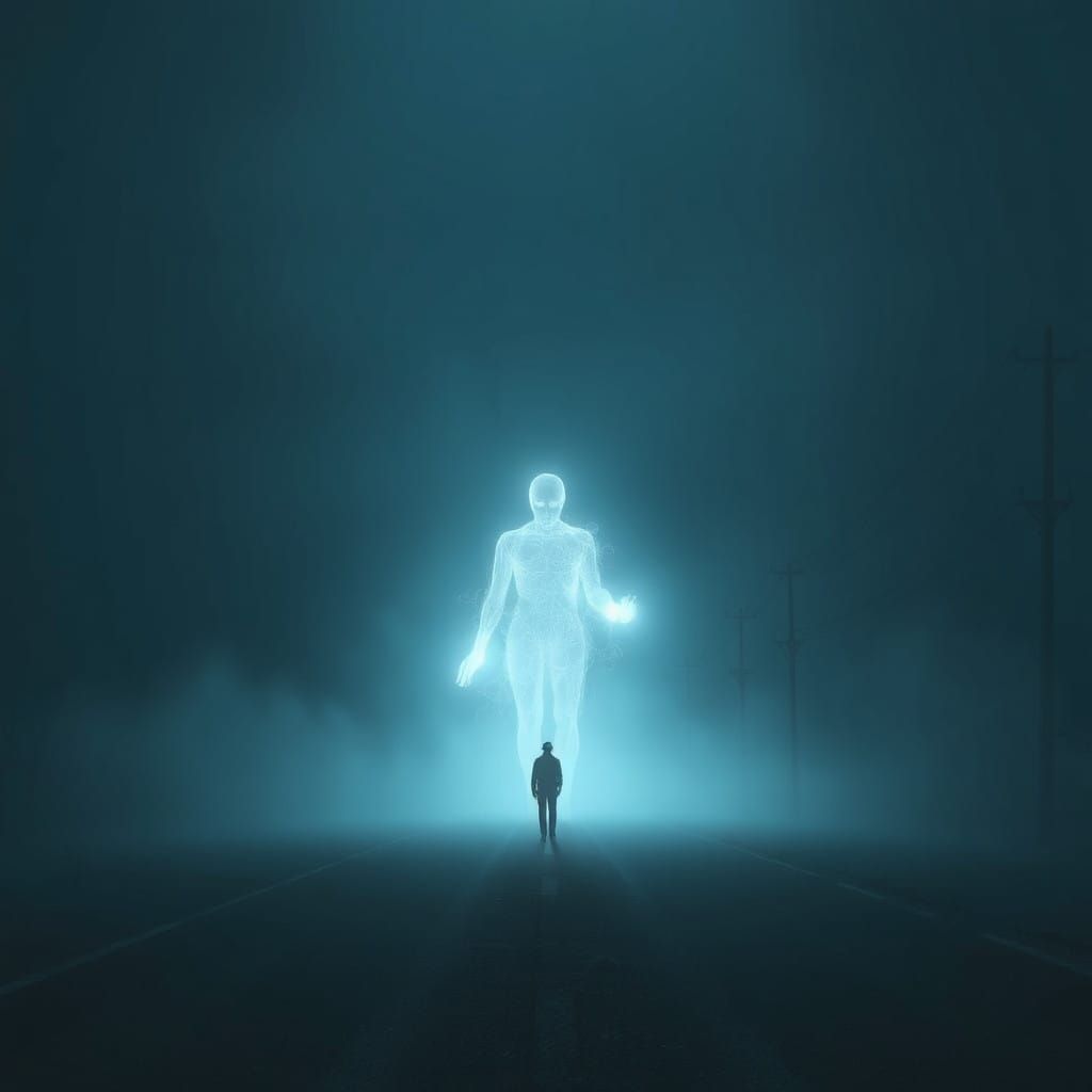 Ethereal Apparition Emerges in Haunting, Fog-Shrouded Landsc...