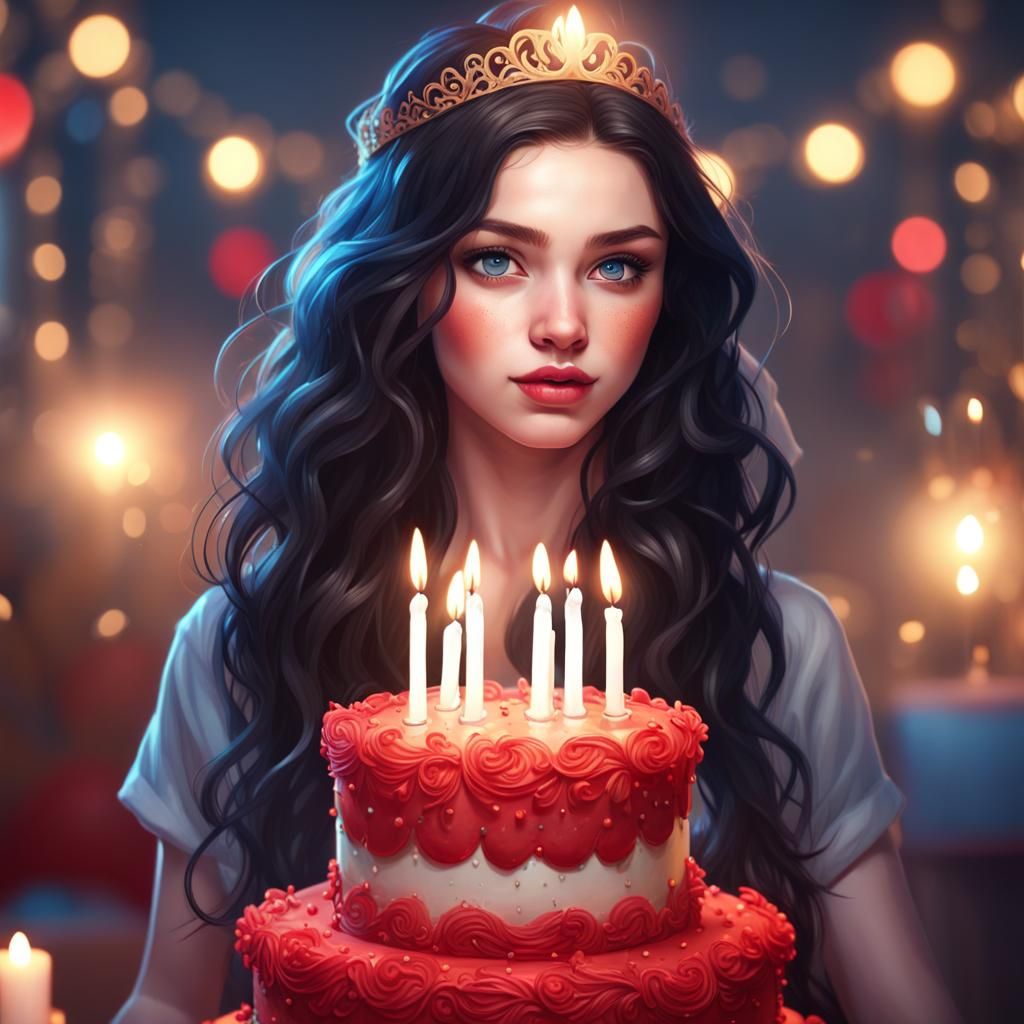 Birthday Princess Portrait in Hyperdetailed Digital Art
