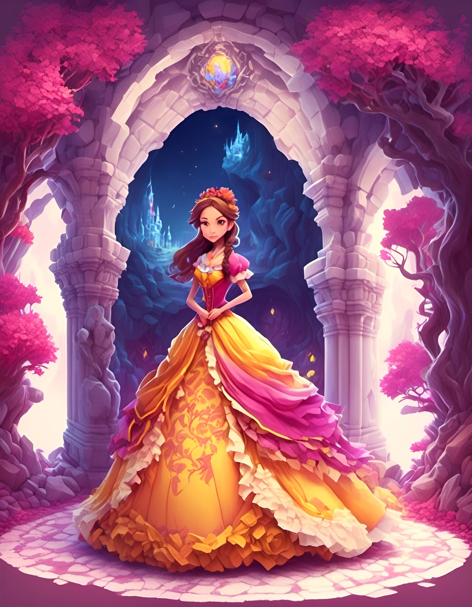 Belle in Ballgown Isometric View