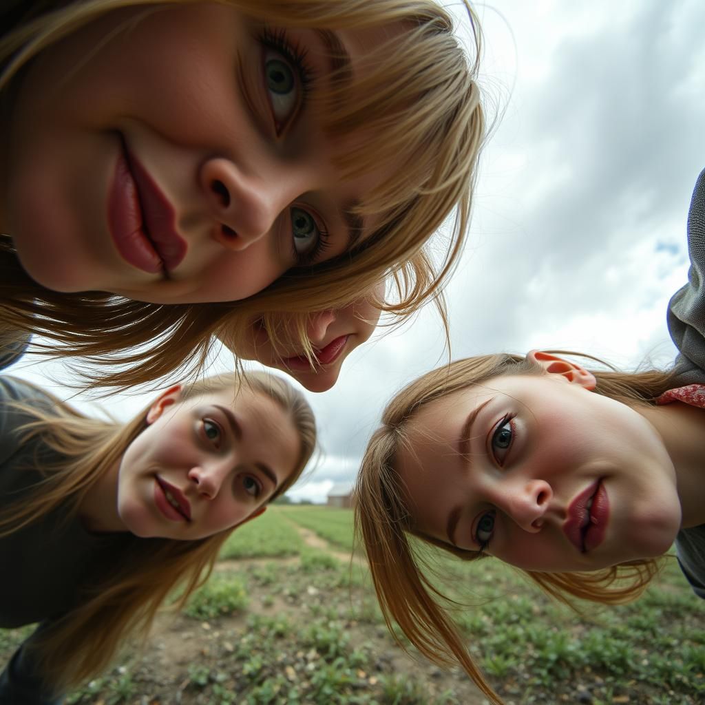 Three Women Make Funny Faces in Hyperrealistic Photo