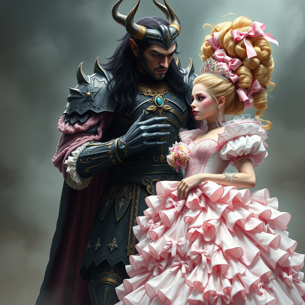 Demon King and Princess Bride in Ethereal Mist