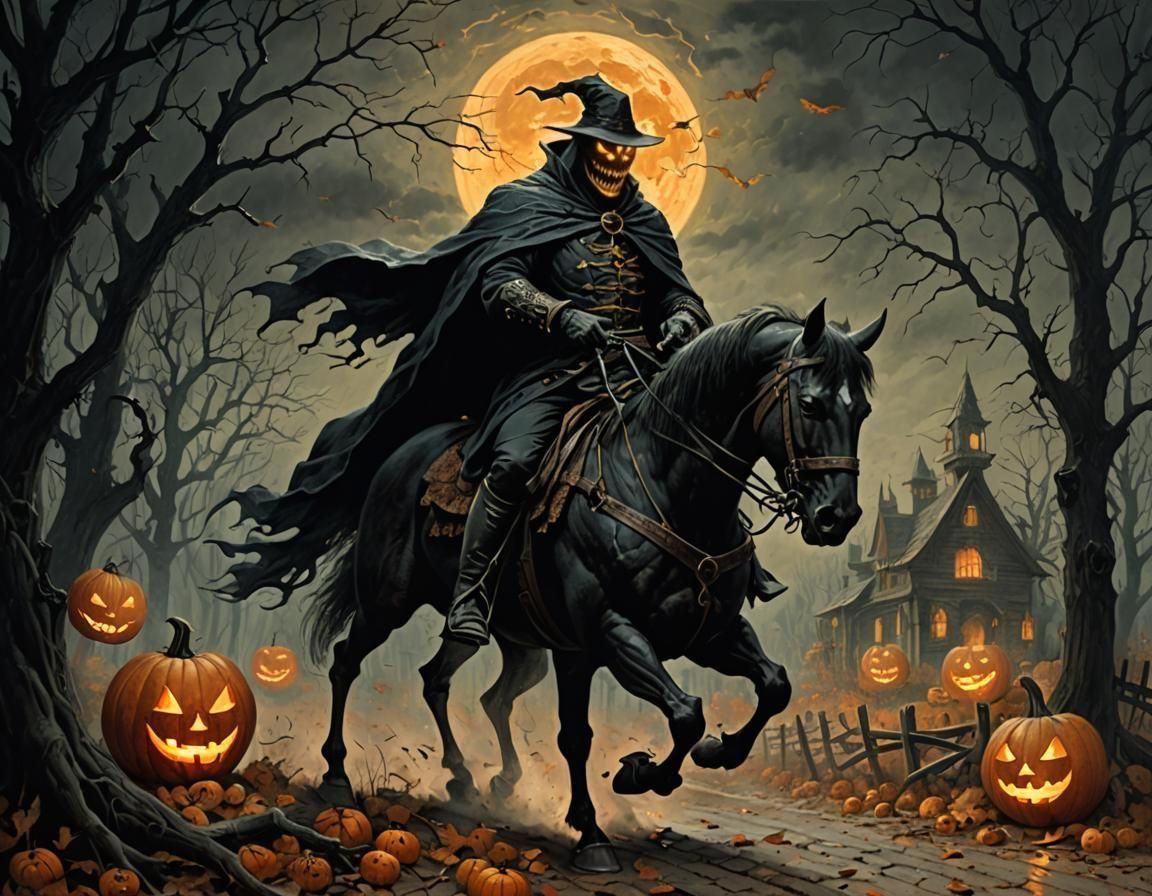 Headless Horseman with Jack-o'-Lantern Head