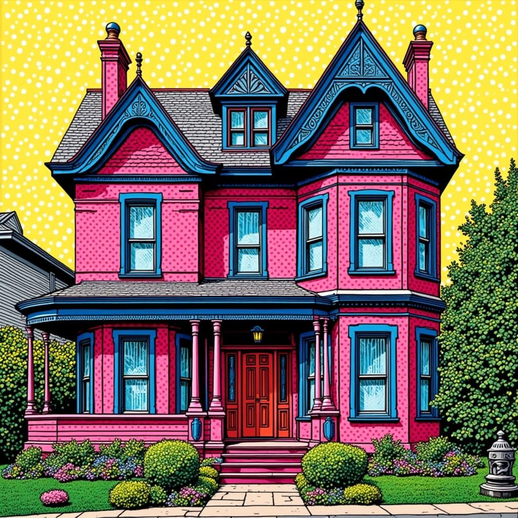 Victorian Home with Vibrant Pop Art Polka Dots