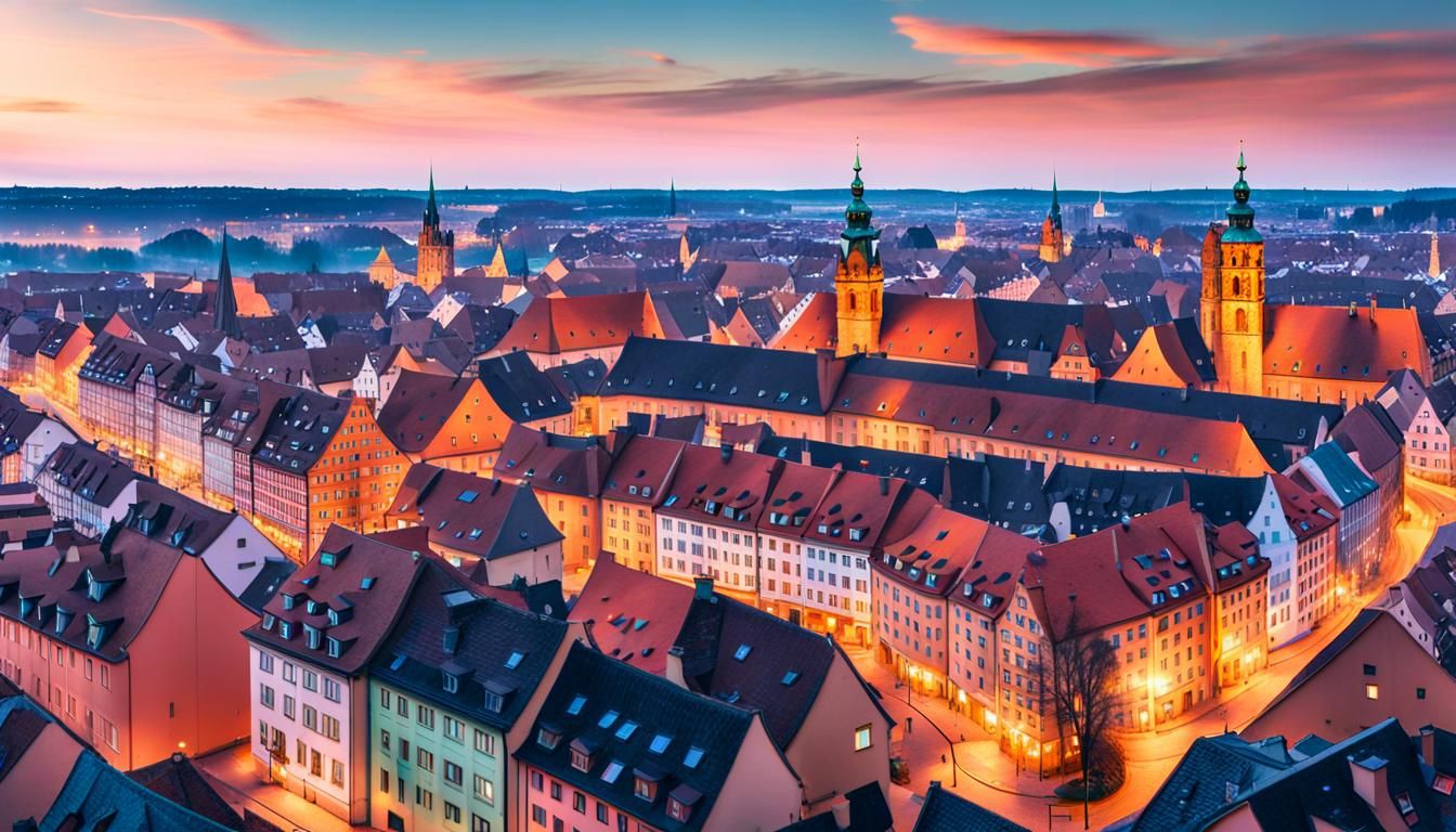 Tranquil Morning Skyline of Nürnberg and Fürth in Hyperreali...