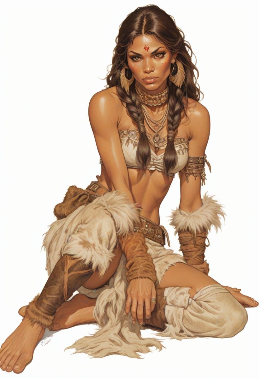 Sensual Tribal Goddess in Vibrant Fantasy Illustration