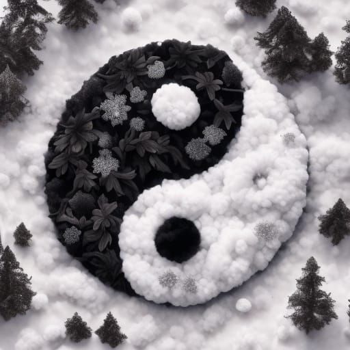3D Yin Yang Symbol: Summer and Winter