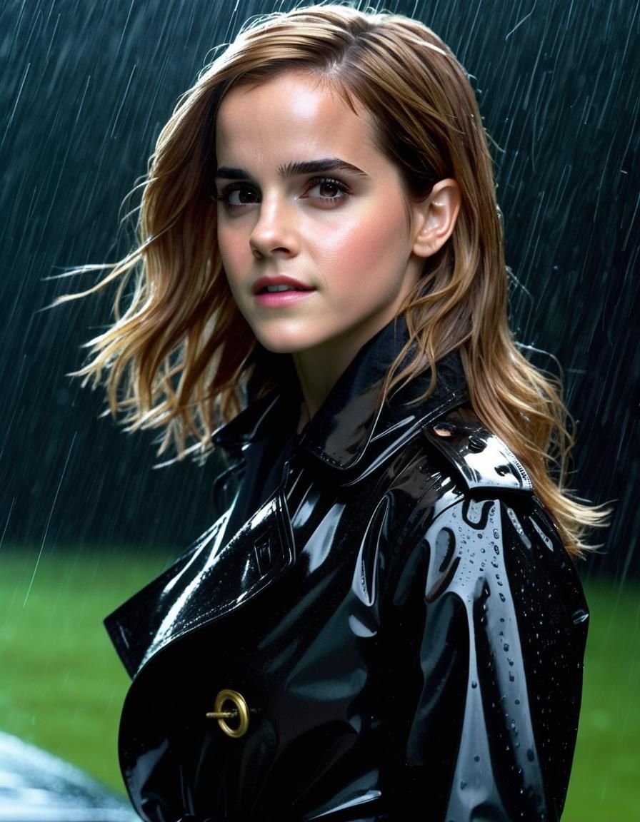 Hermione Granger in the Rain: Ultrarealistic Close-Up