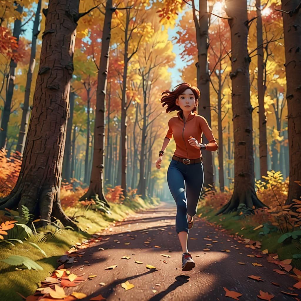 Woman's Perspective: Running Through a Forest