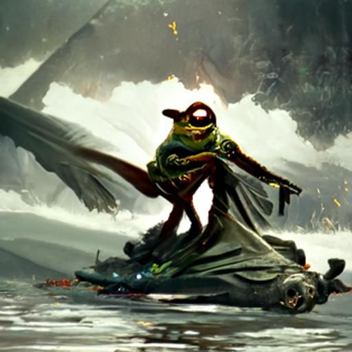 Sinister Frog in Heavenly Setting, Fantasy Art