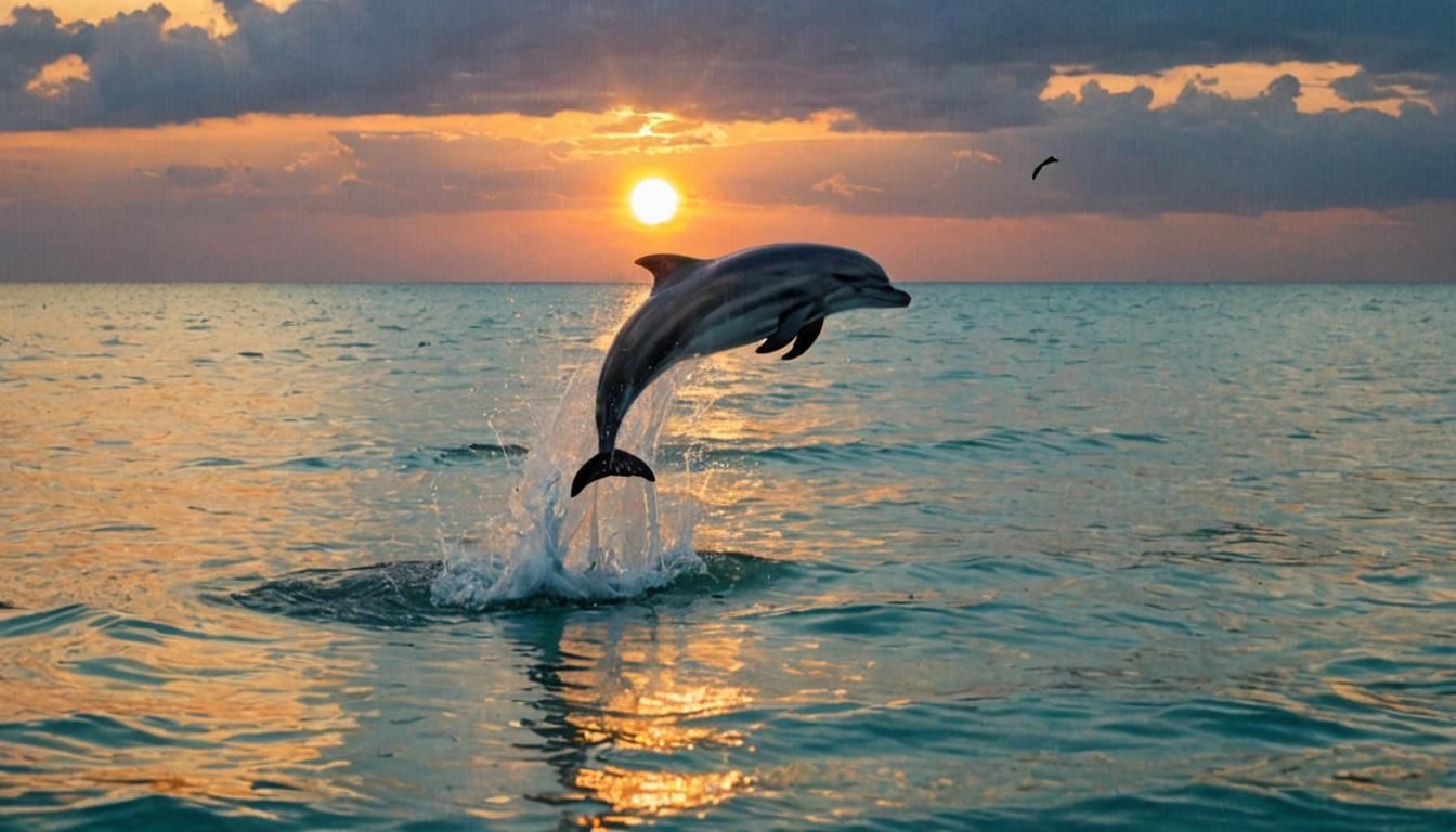 Dolphin Sunset Ocean Jump
