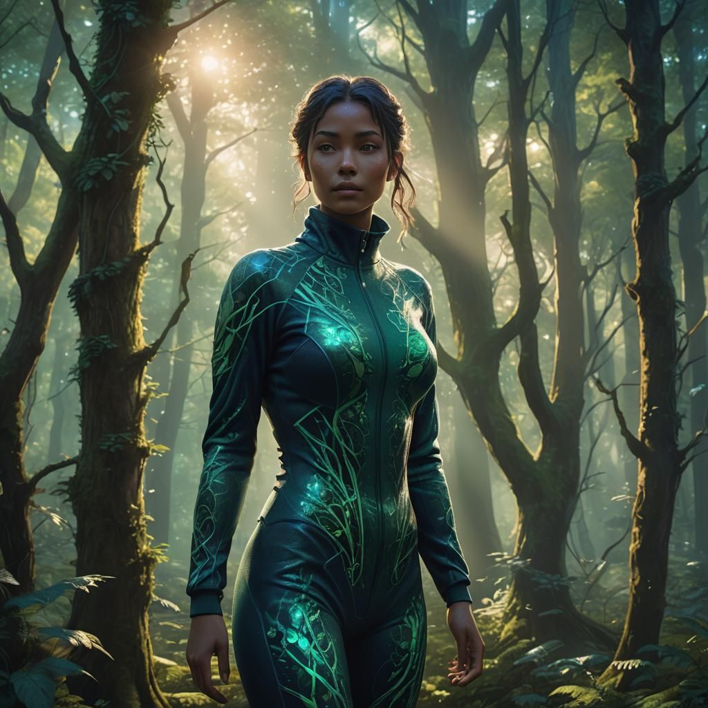 Pregnant Woman in Mystical Forest: Fantasy Art