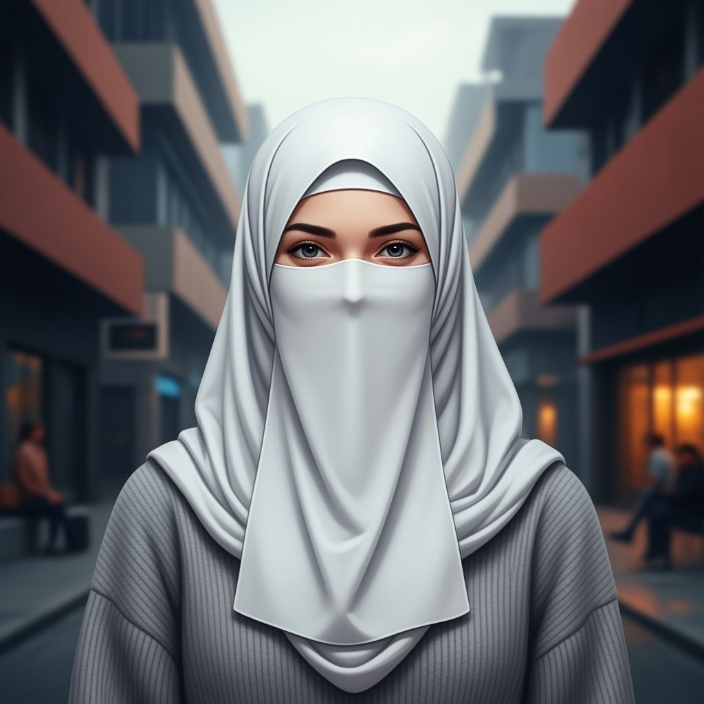 Portrait of Irish Woman in Niqab, Detailed Matte Painting