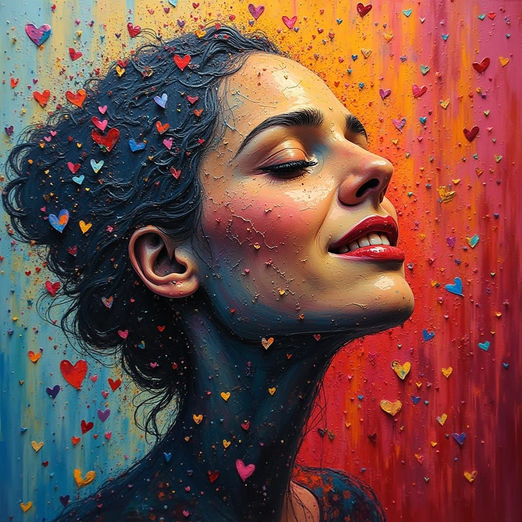 Ethereal Joy Crushed by Despair in Neo-Expressionist Oil Pai...