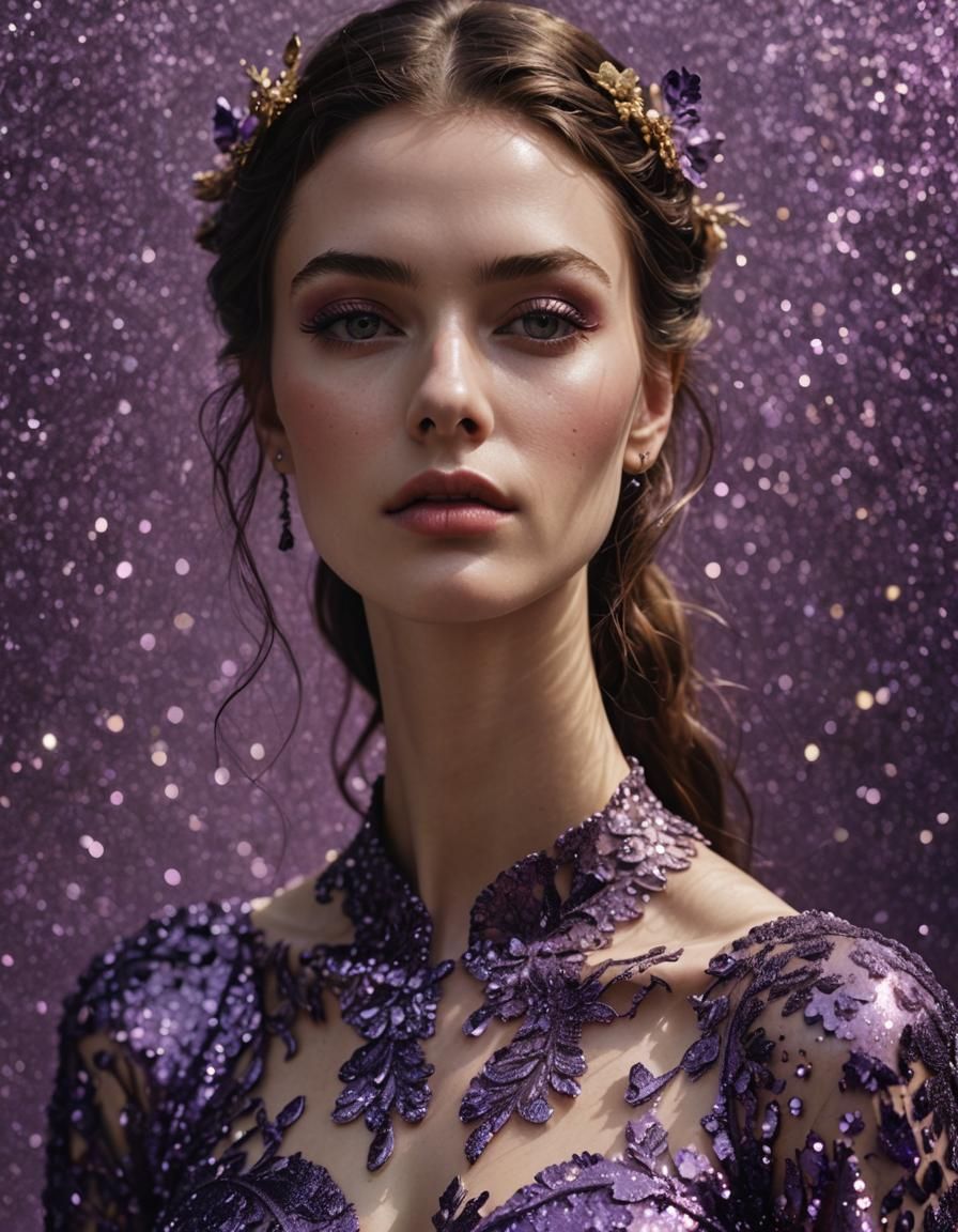 Glittering Portrait in Art Nouveau Style