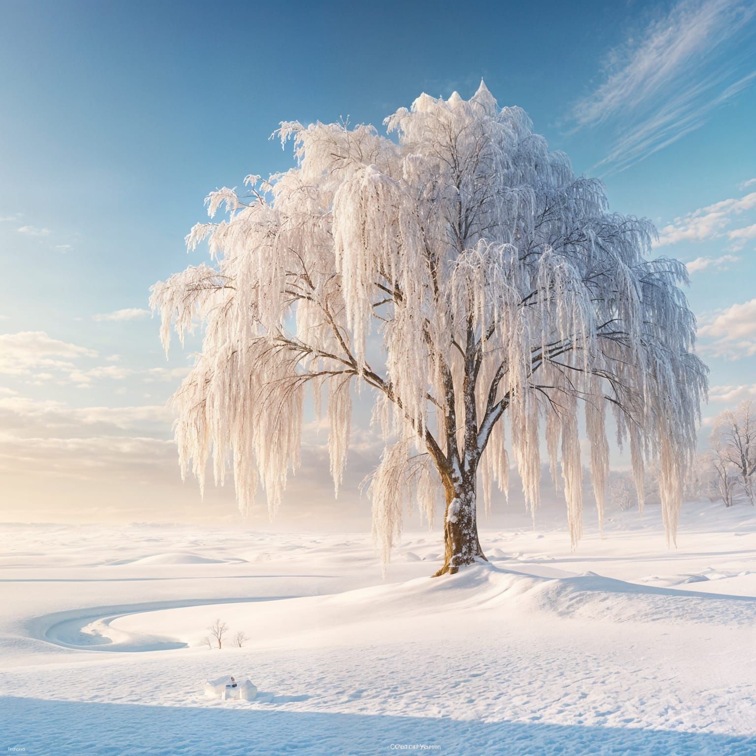 Ethereal Winter Wonderland in Hyperrealistic Style