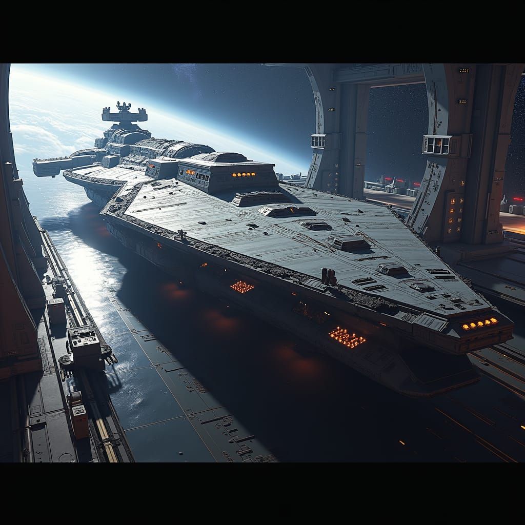 USS Hyperion: Lancaster-Class Ship in Space Station