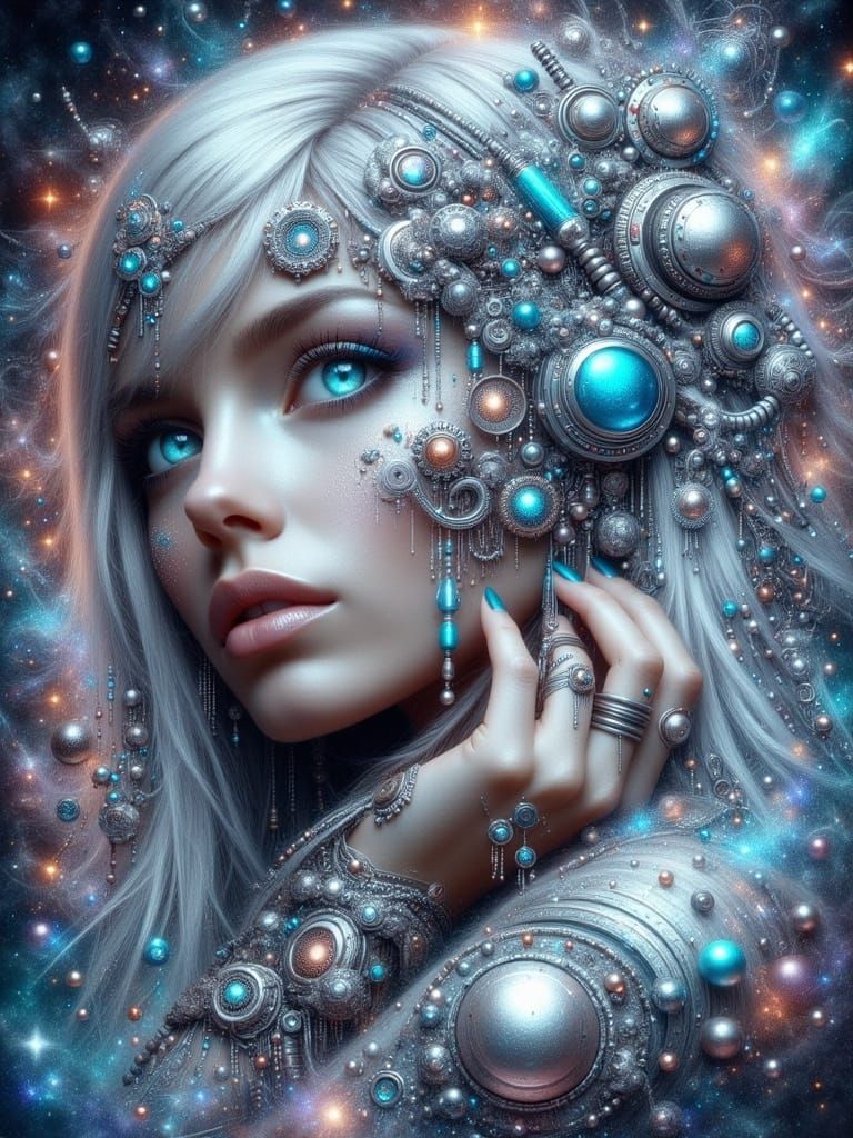 Futuristic Cyber Goddess with Ethereal Qualities