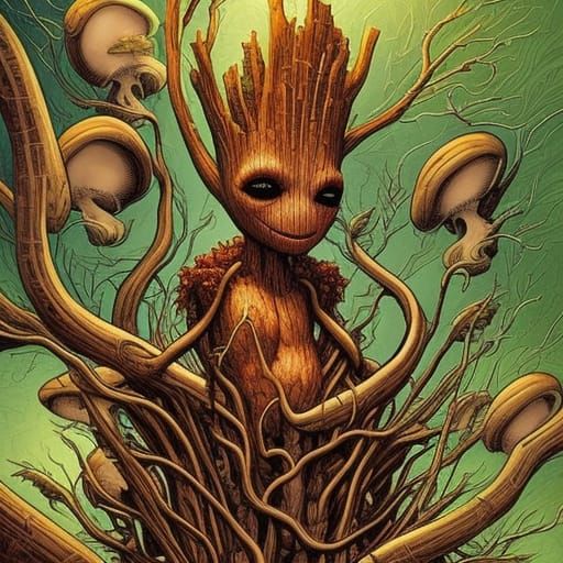 Groot Offers Magic Soup: Comic Book Art