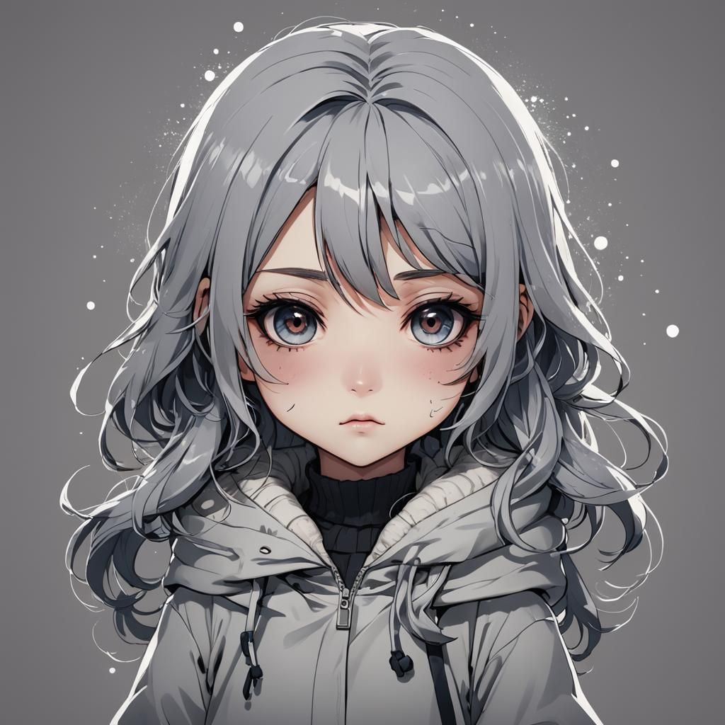 Creepy Chibi Girl Portrait in Anime Style
