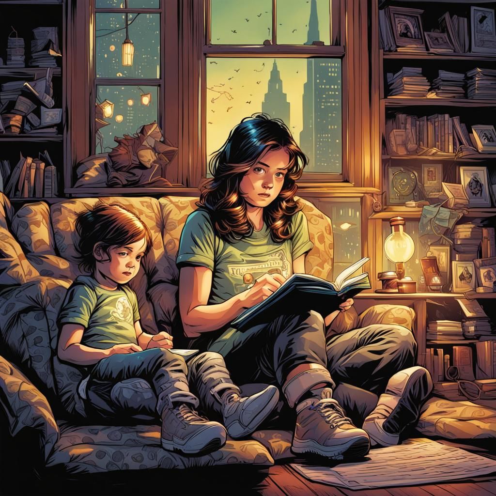 Female Babysitter in Comic Book Art Style