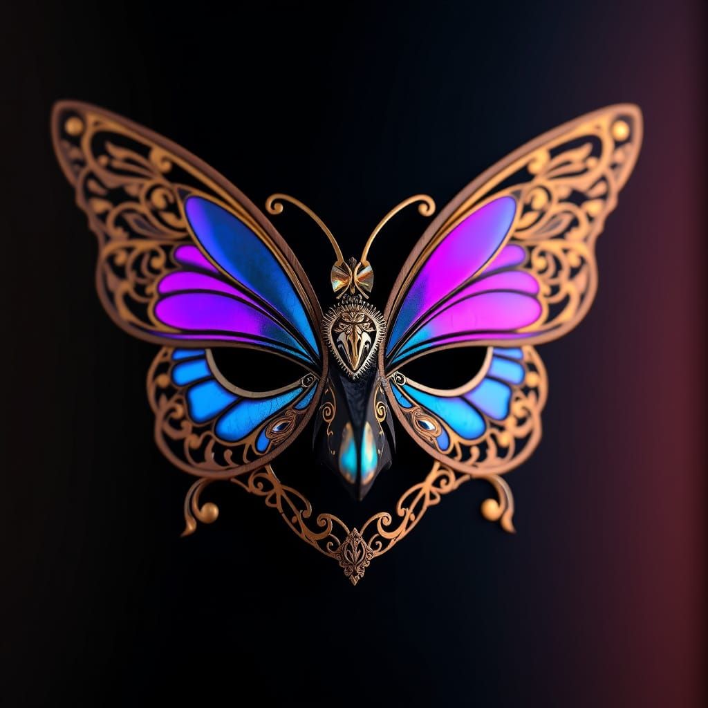 Iridescent Butterfly Mask in Art Nouveau Style