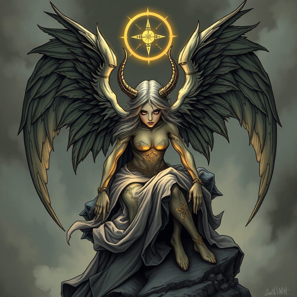 Fiend Angelical Portrait in Dark Fantasy Style