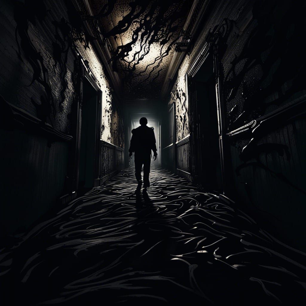 Ominous Shadows Descend on Dilapidated Hallway