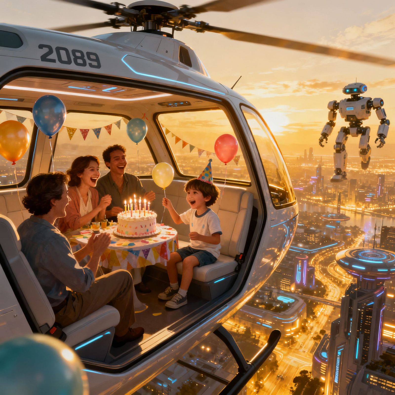 Futuristic Helicopter Birthday Party in 2085