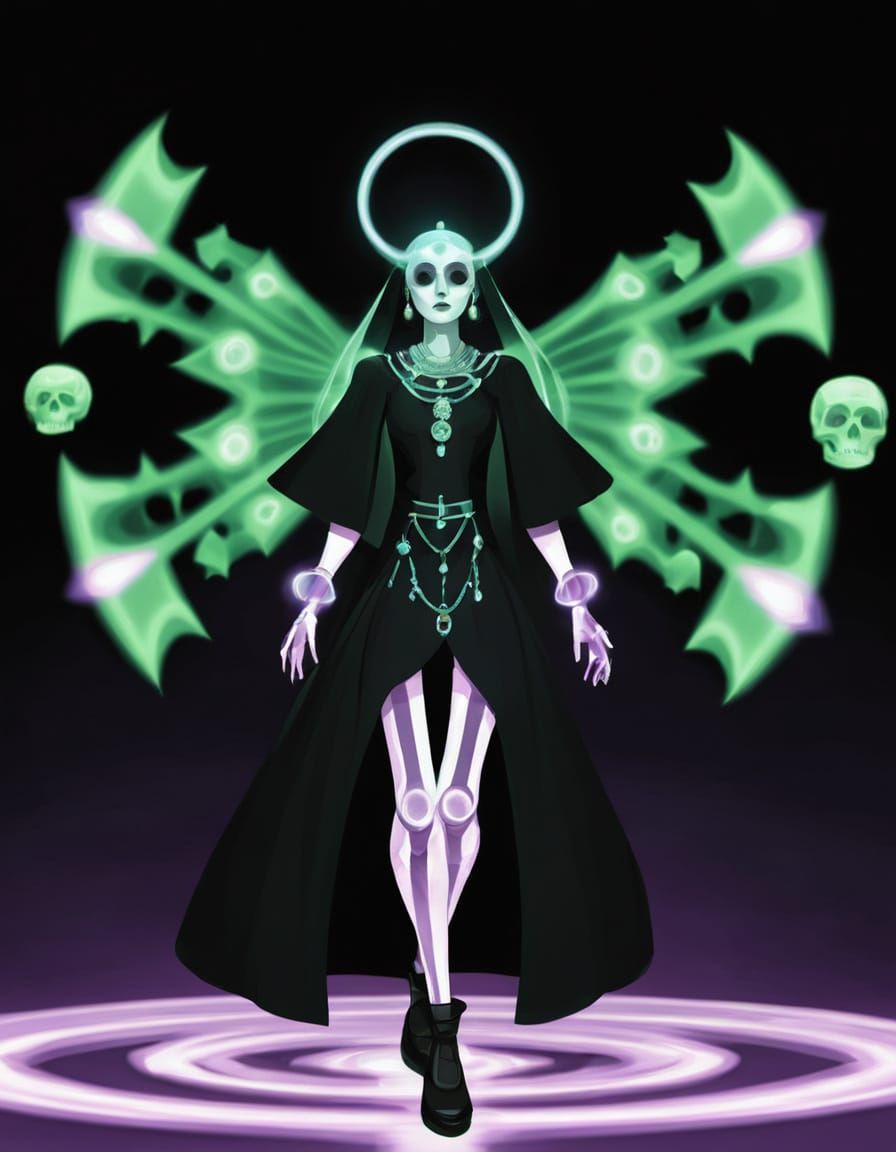 Surreal X-Ray Priestess in Auroracore Vector Style