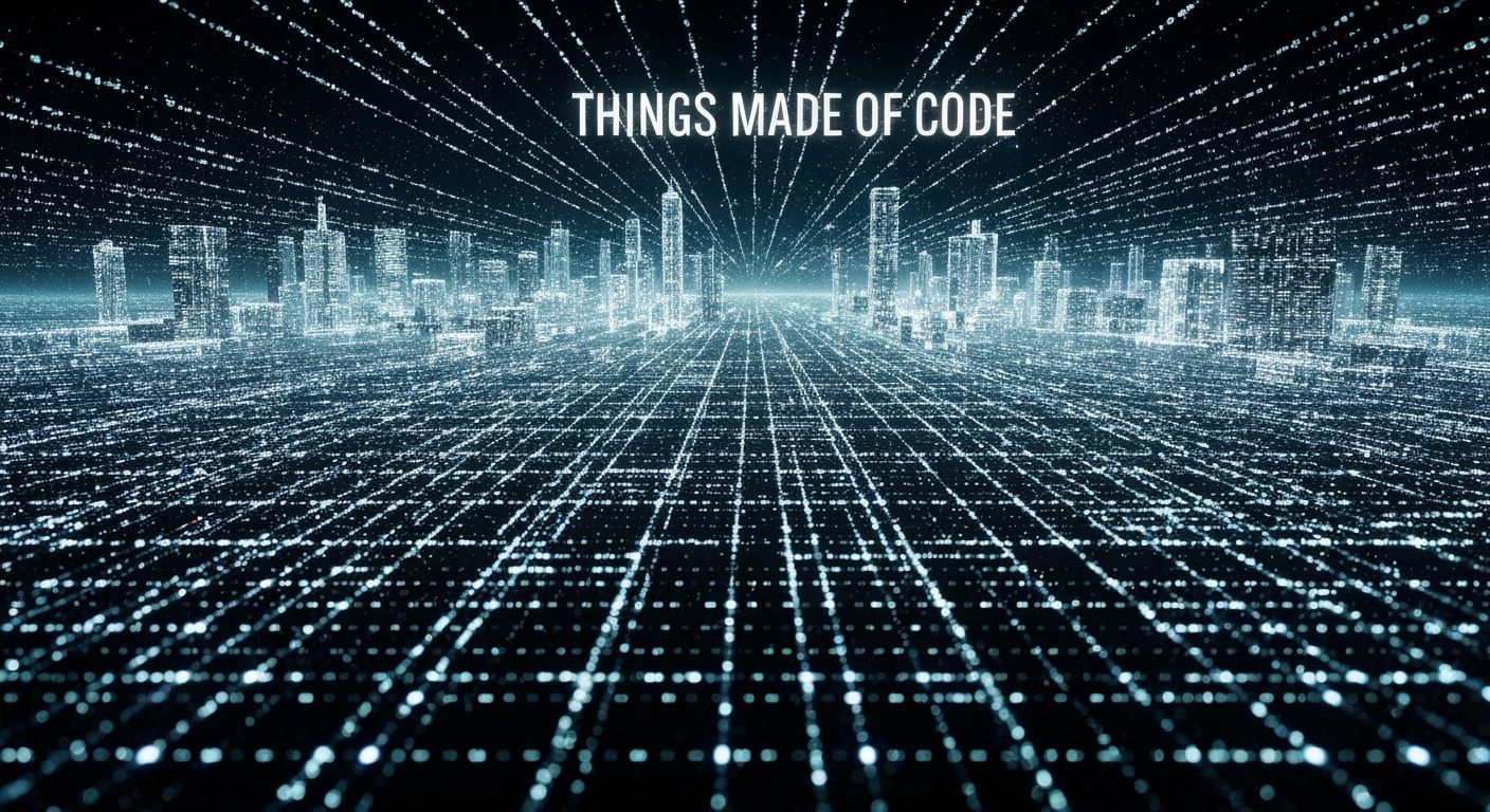 Abstract City of Glowing Code and Uranium Glass