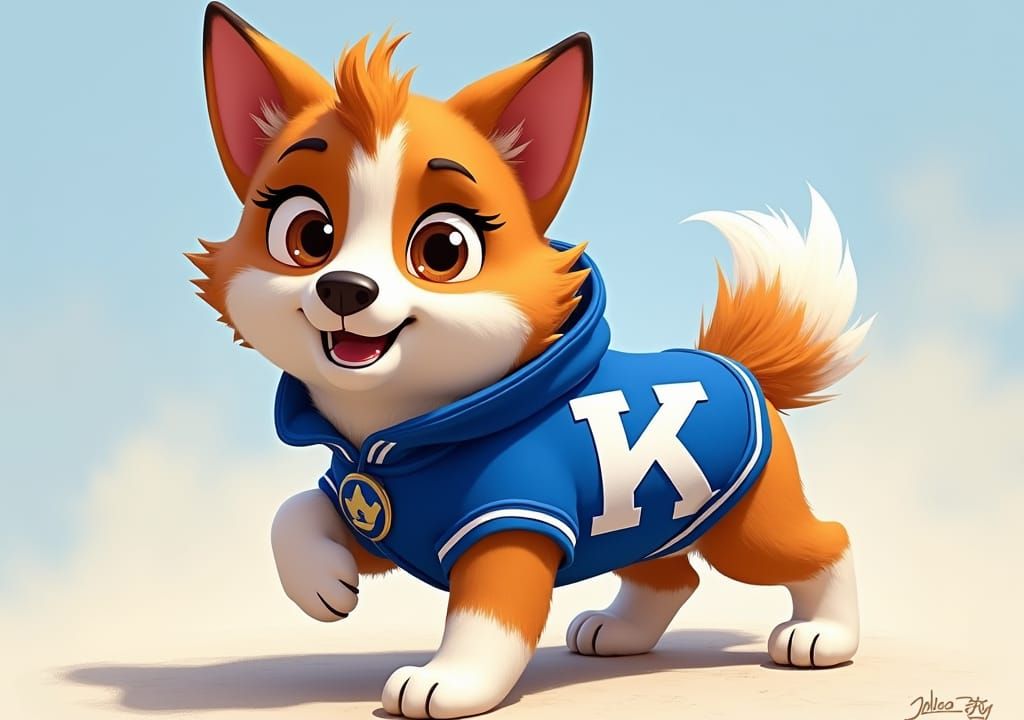 Heroic Sheltie in Varsity Coat, Digital Painting