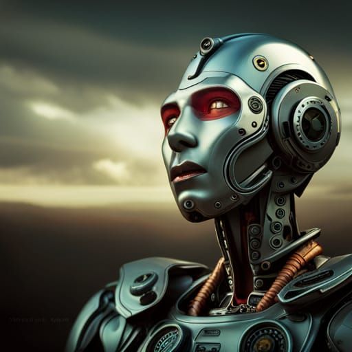 Robot Barfing Screws: Hyperrealistic Cinematic Image