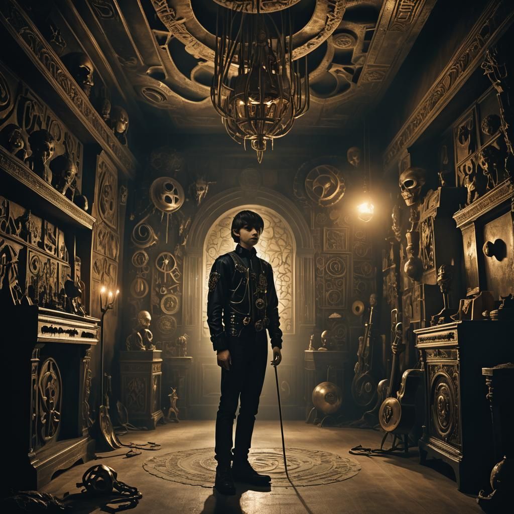 Surreal Musician in Occult Setting as Dark Surrealism