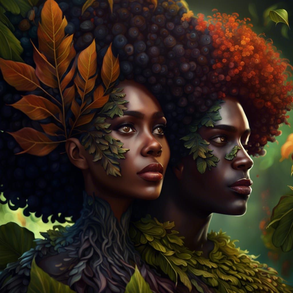 Lovers with Hair of Leaves: Fantasy Concept Art